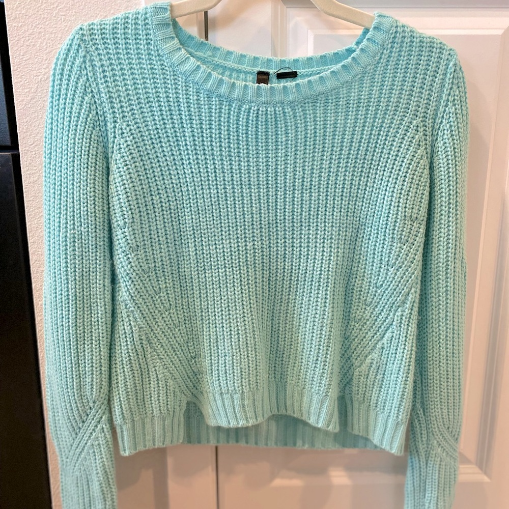 Mint Cropped Knit Sweater